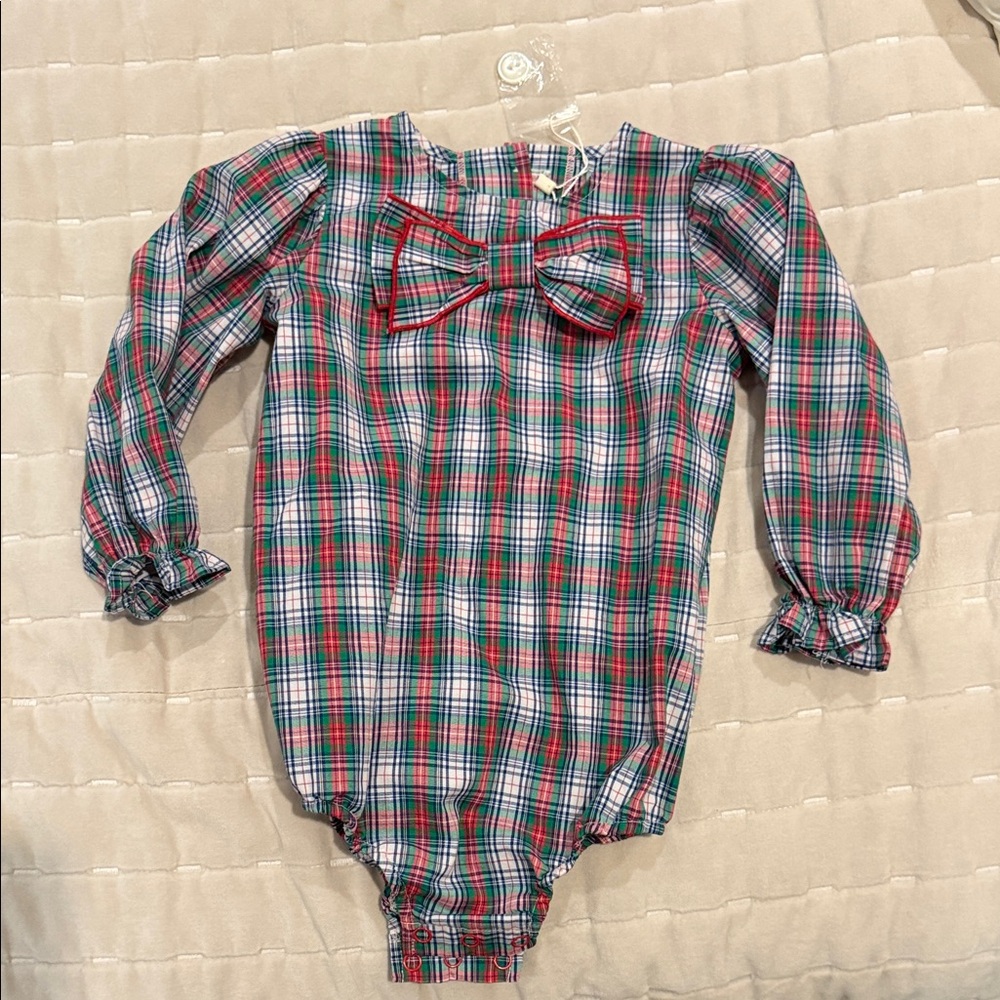 Girls Plaid Long Sleeve Baby Romper